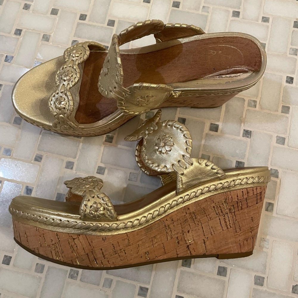 Gold Jack Roger’s wedge sandals
